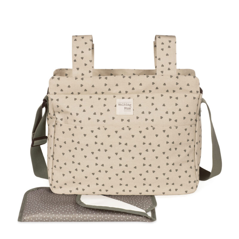 Bolsa Canastilla Corazones Poppy Musgo Walking Mum - Imagen 2